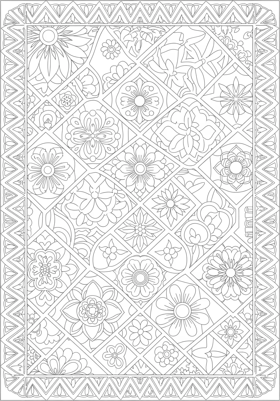 Mosaik-Fliesen-Muster-Ausmalbild für Erwachsene
