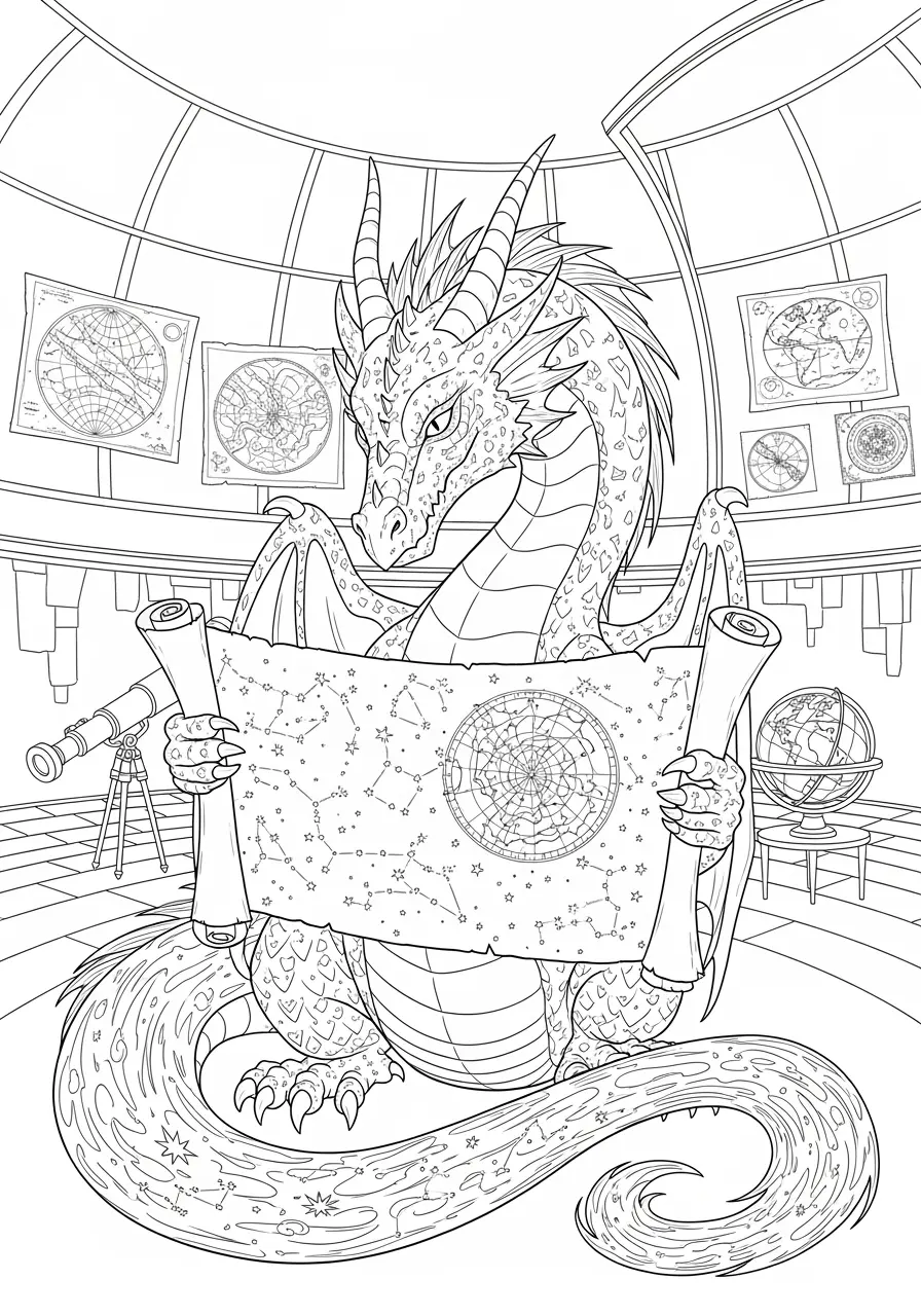 Observatory Dragon Coloring Page