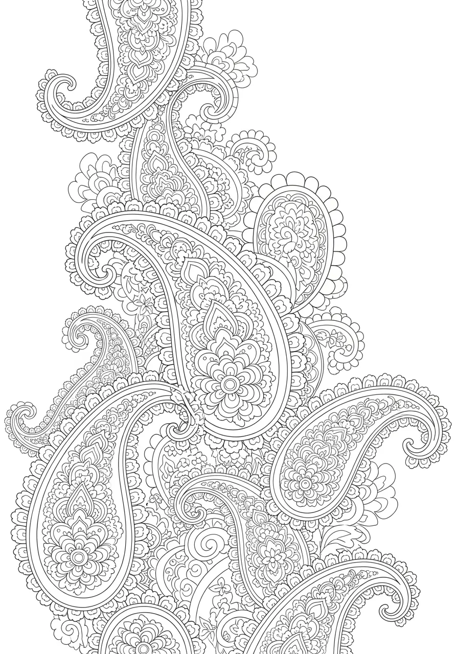 Paisley Dreams Trippy Coloring Page