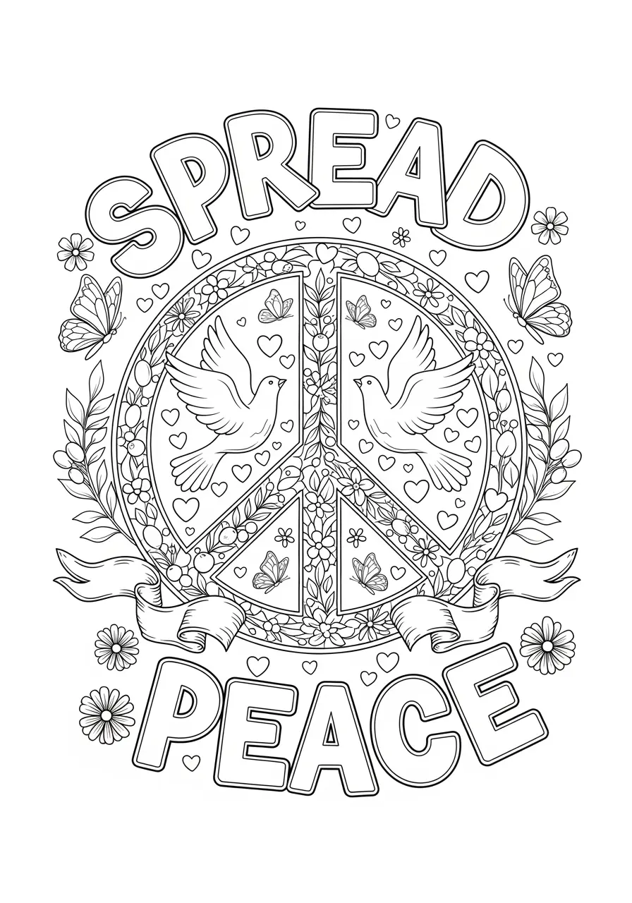 Peace Symbol Graffiti Coloring Page