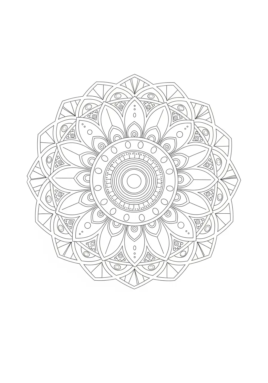 Peaceful Mandala Abstract Coloring Page