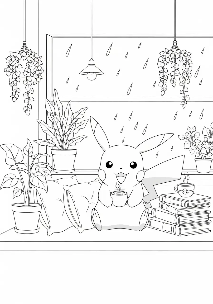 Peaceful Pikachu Pokemon Coloring Page