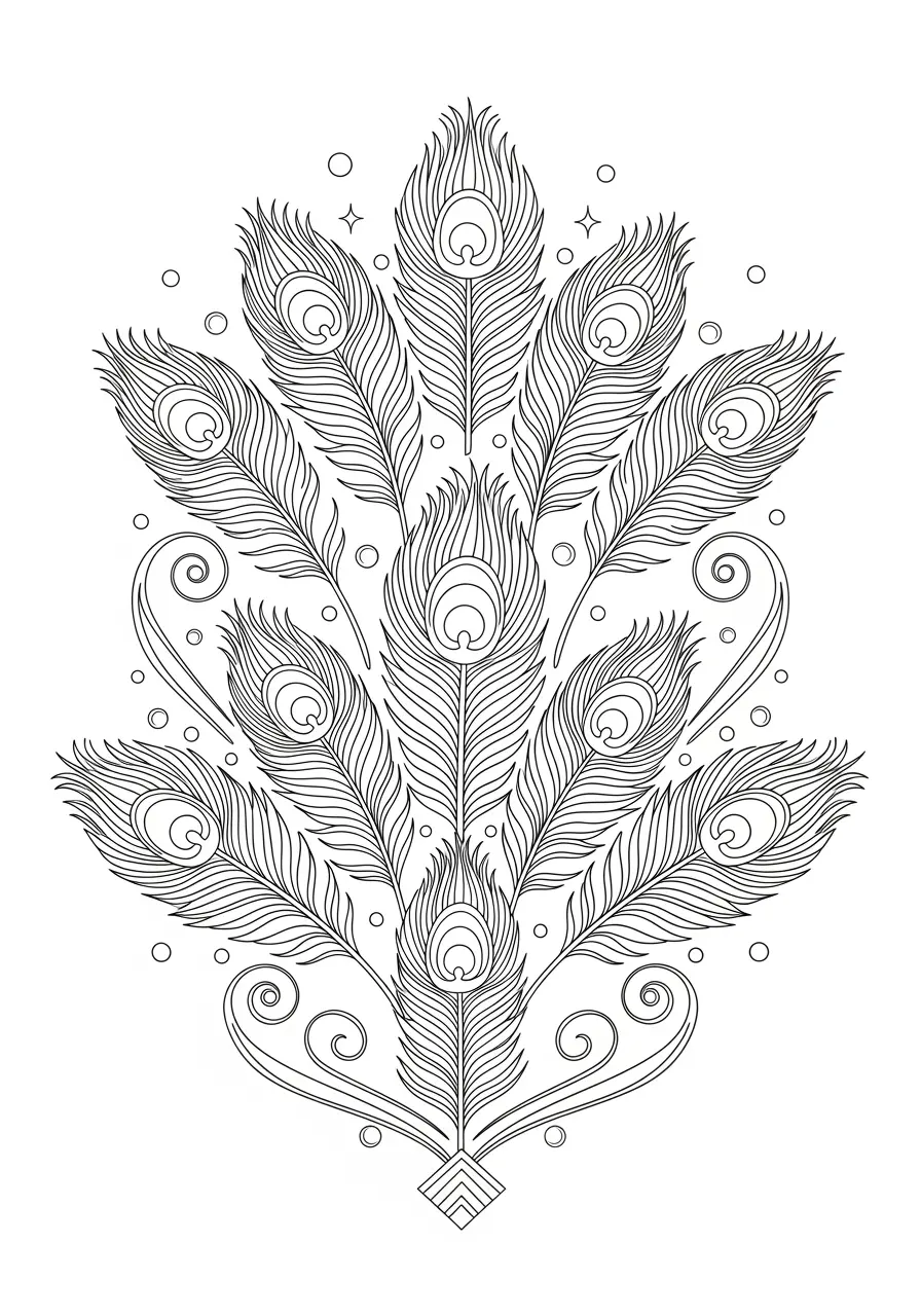 Peacock Feather Fan Tattoo Coloring Page