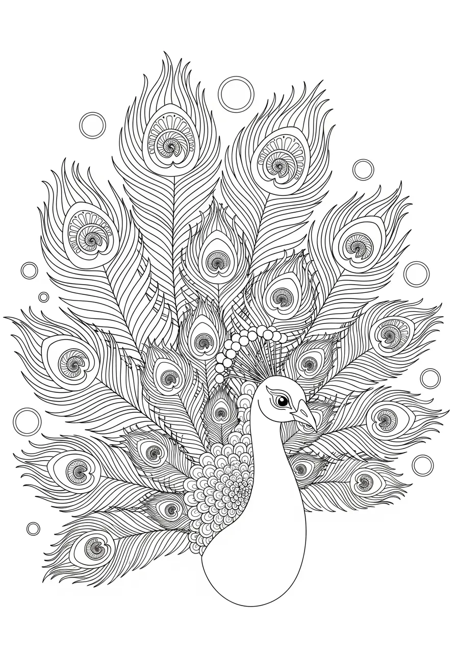 Peacock Feather Trippy Coloring Page