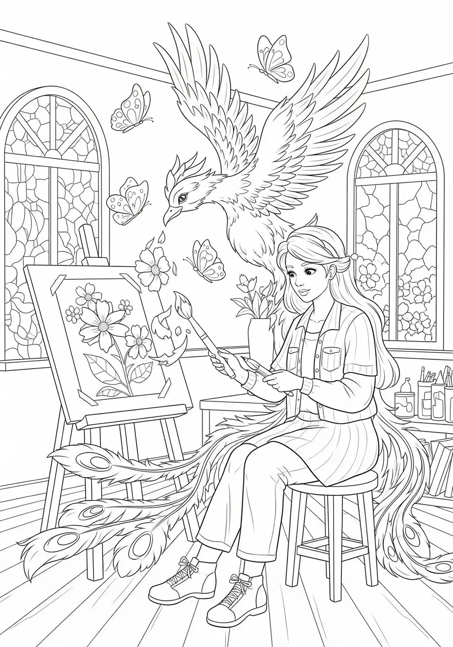 Phoenix Feather Studio Fantasy-Ausmalbild