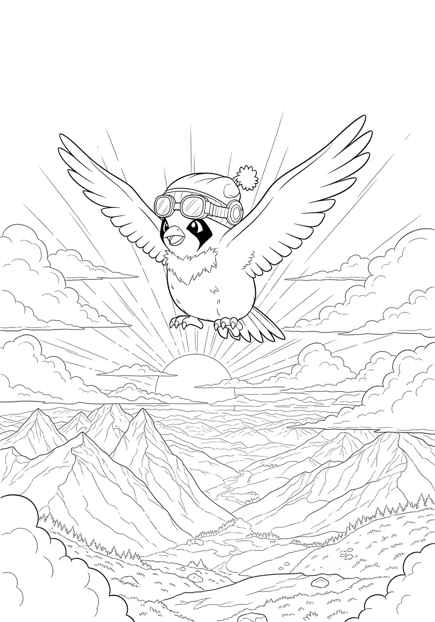 Pidgeot Mountain Vista Pokemon Coloring Page