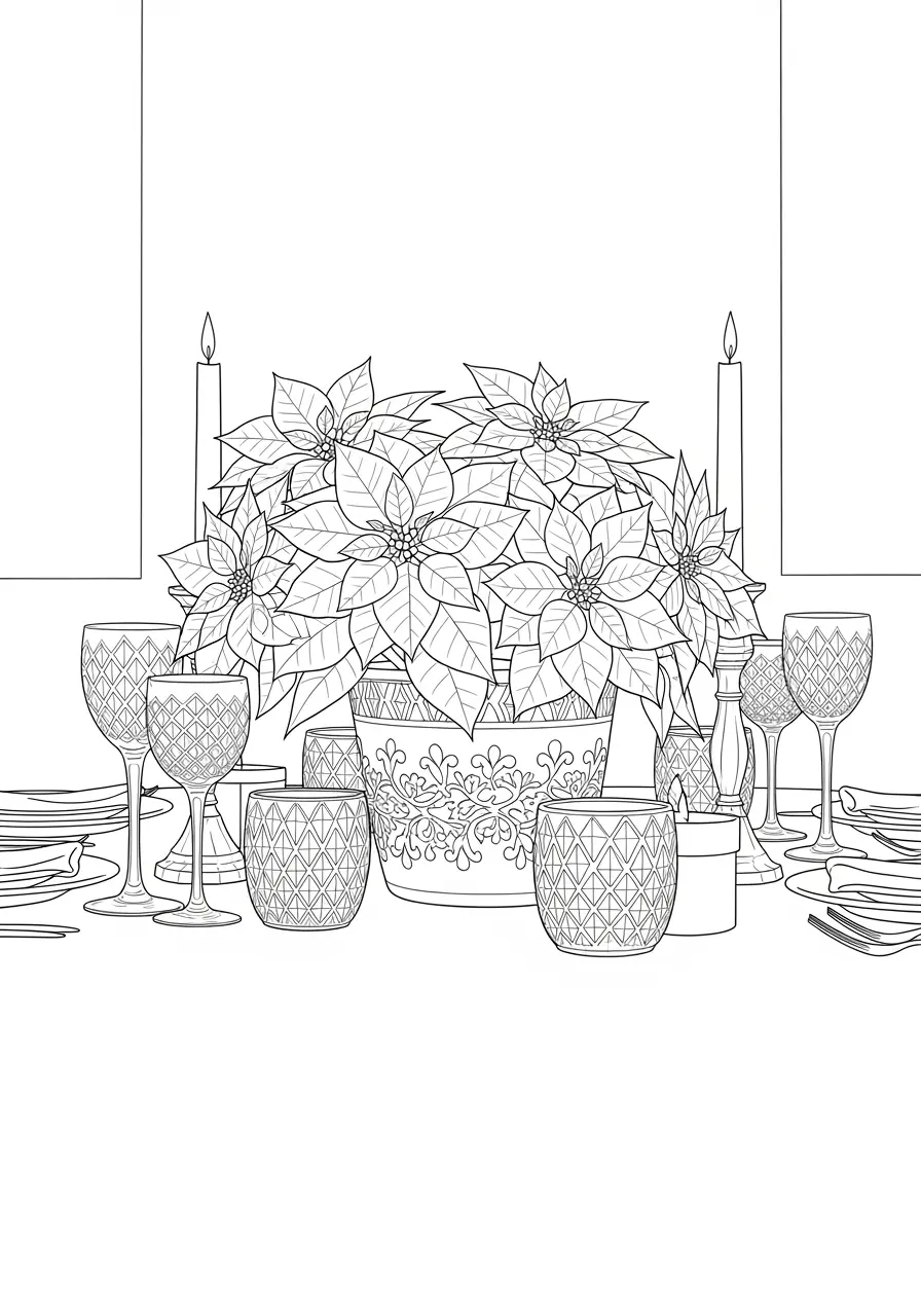 Poinsettia Christmas Coloring Page