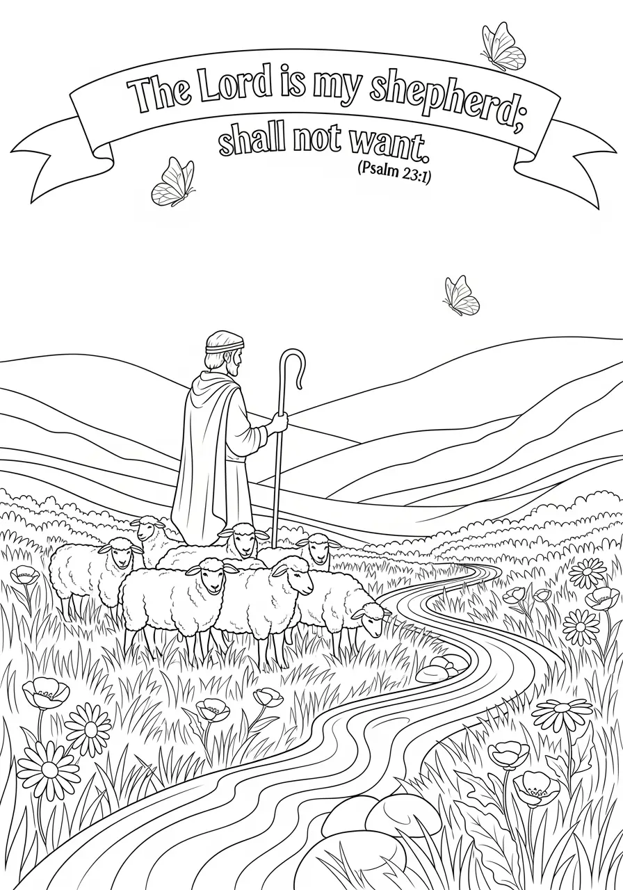 Psalm 23 Bible Verse Coloring Page