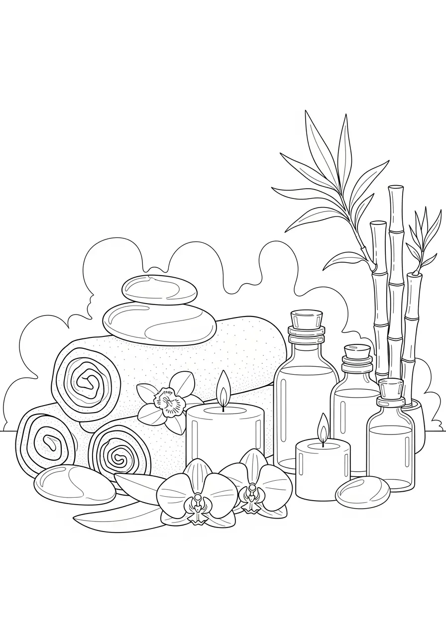 Relaxing Spa Day Coloring Page