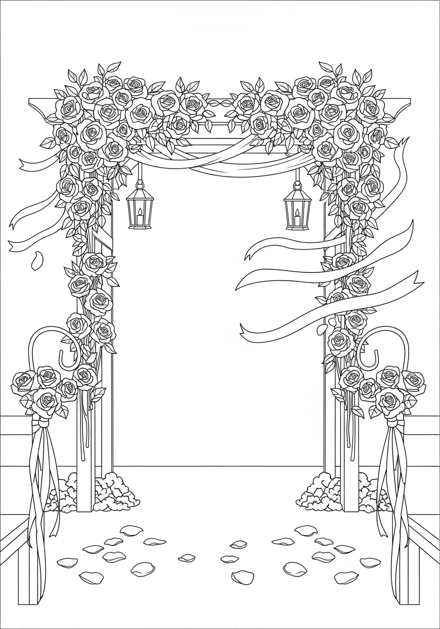 Rose Arbor Wedding Coloring Page
