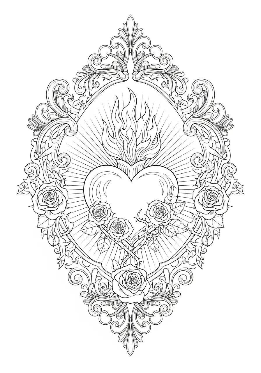Sacred Heart Christian Coloring Page