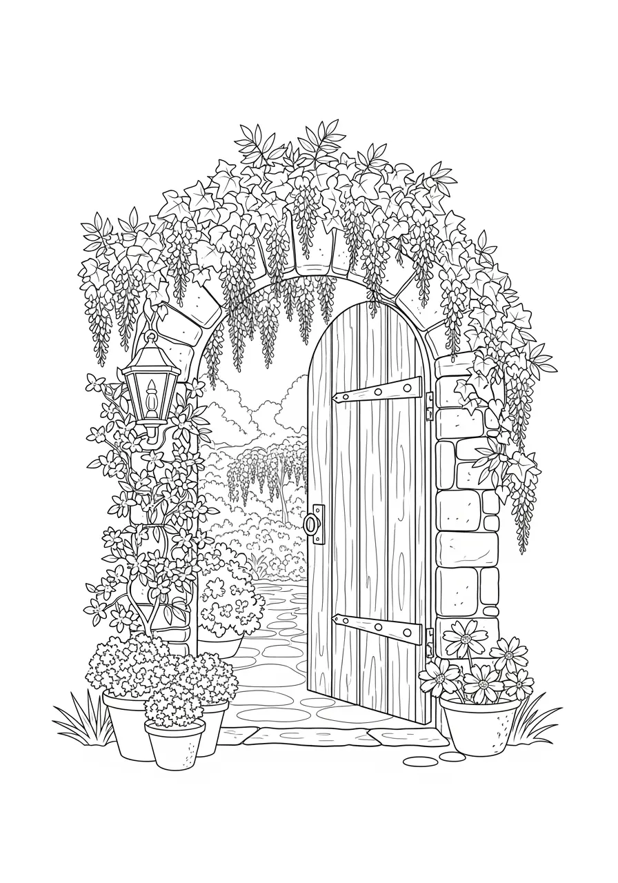 Secret Garden Doorway Coloring Page