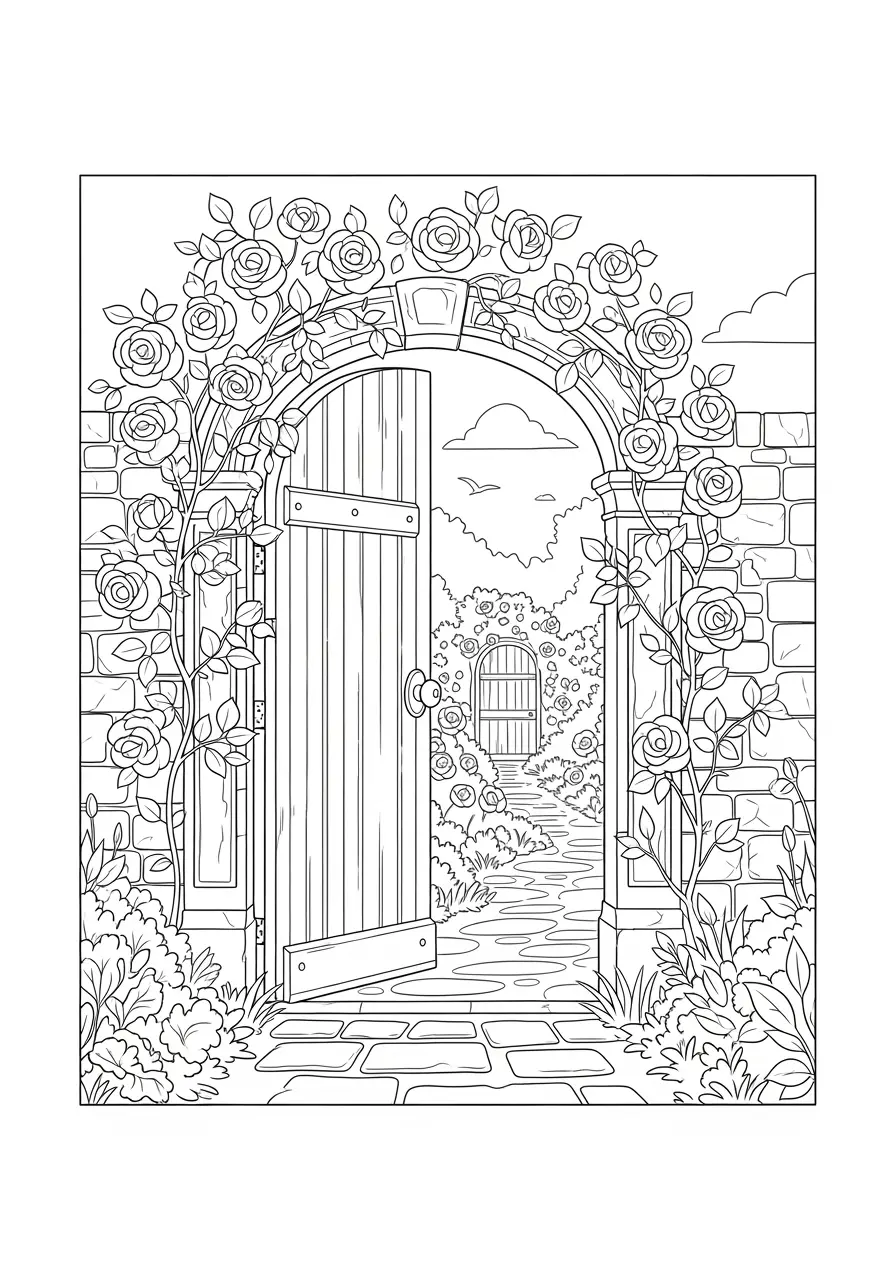 Secret Garden Flower Coloring Page