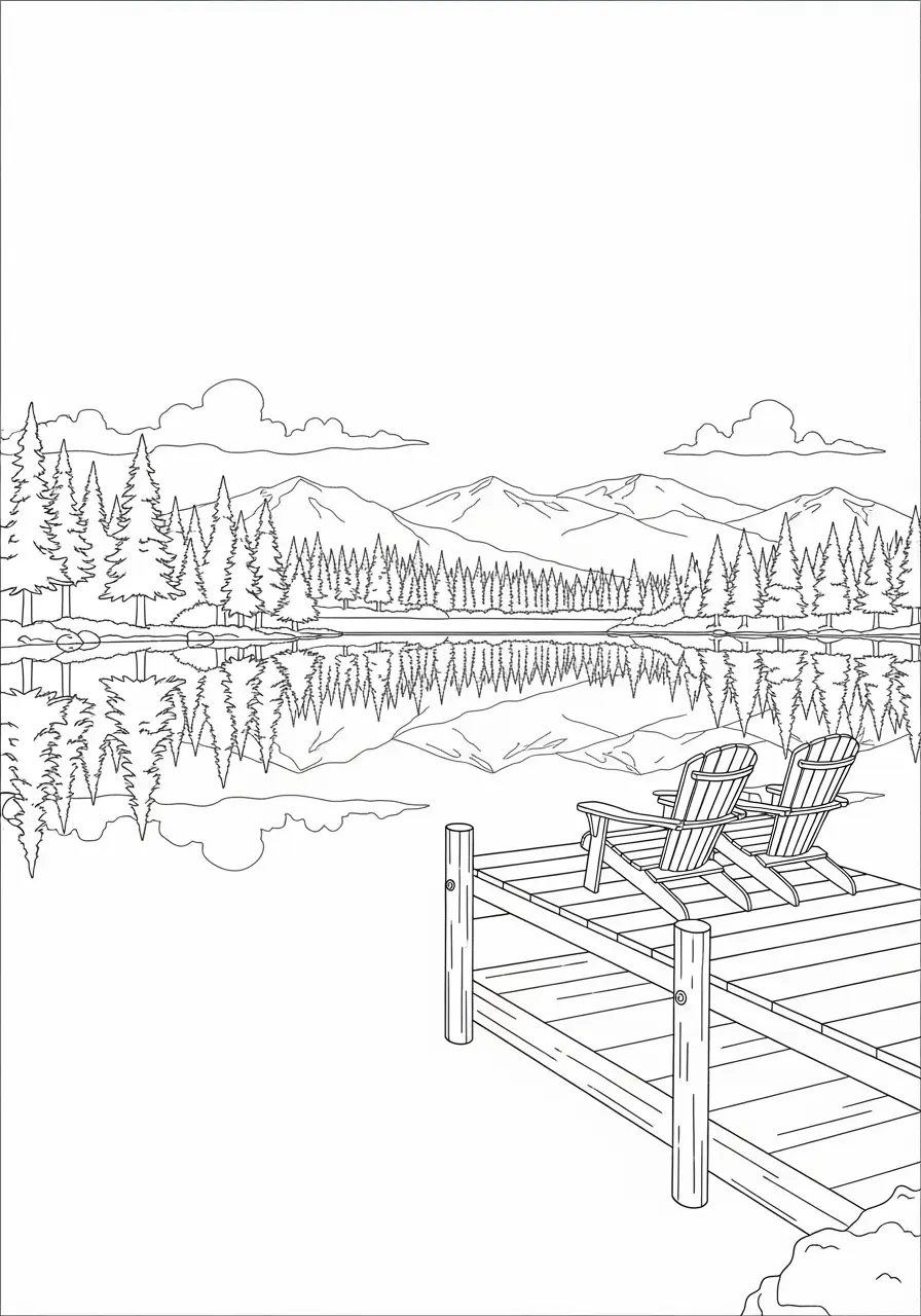 Serene Lakeside View Coloring Page