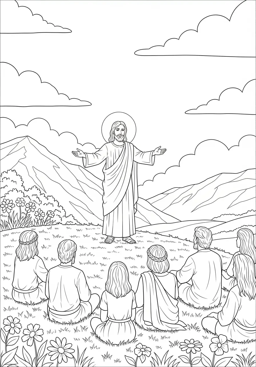 Sermon On The Mount Jesus Coloring Page