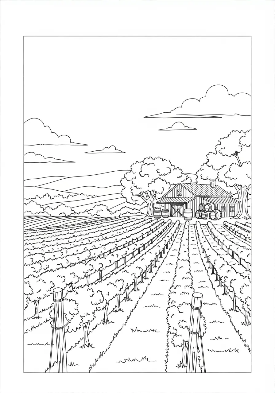 Simple Wine Country Coloring Page