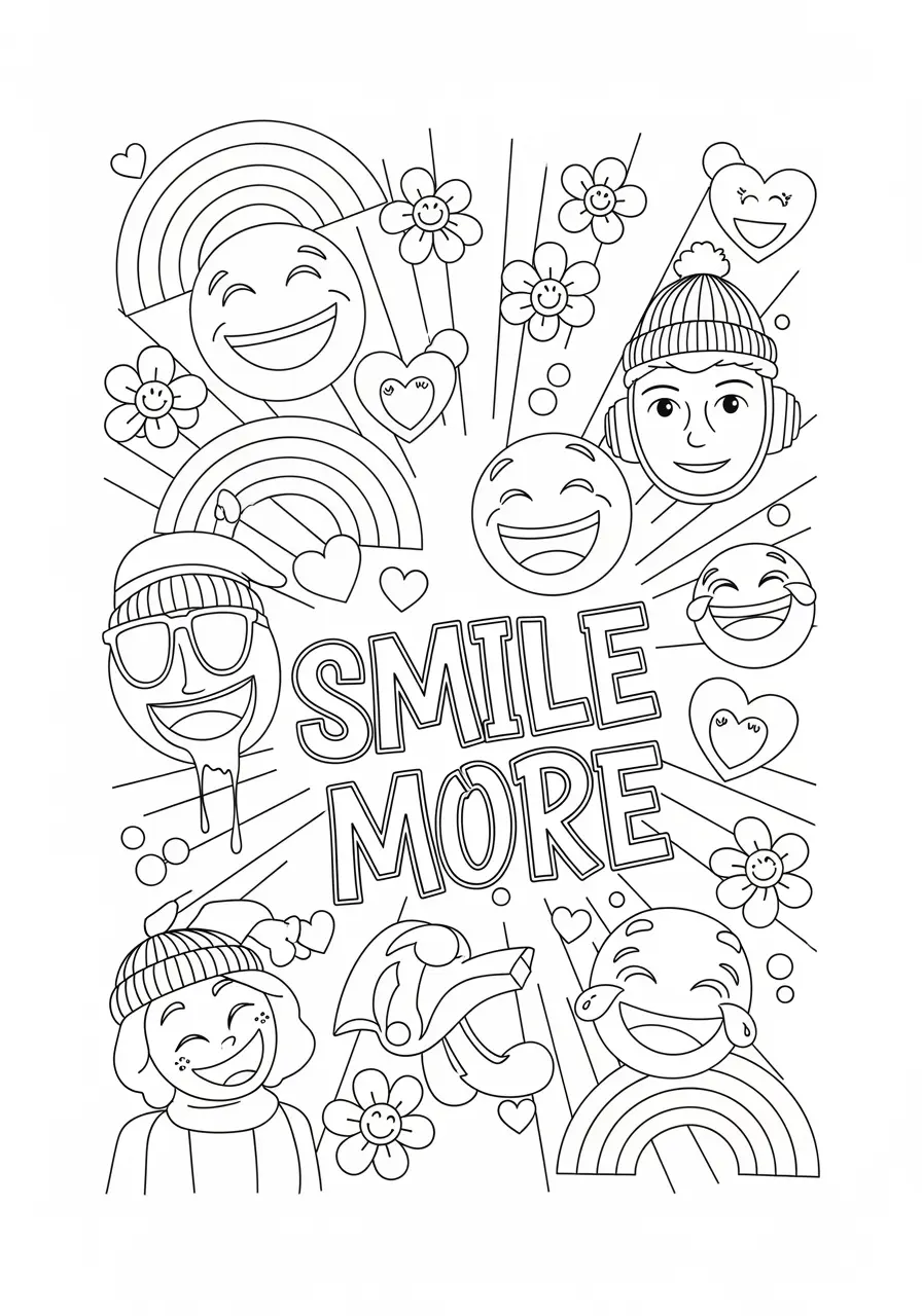 Smile More Graffiti Coloring Page