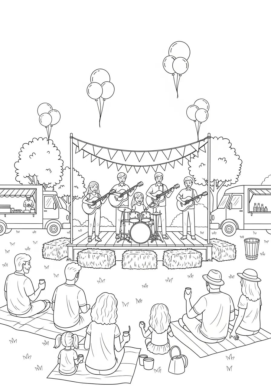 Sommerfest-Ausmalbild