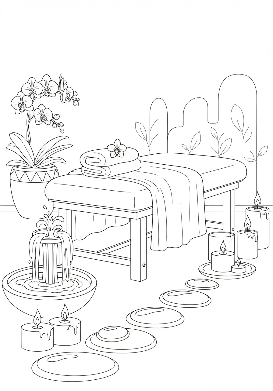 Spa Day Calming Coloring Page