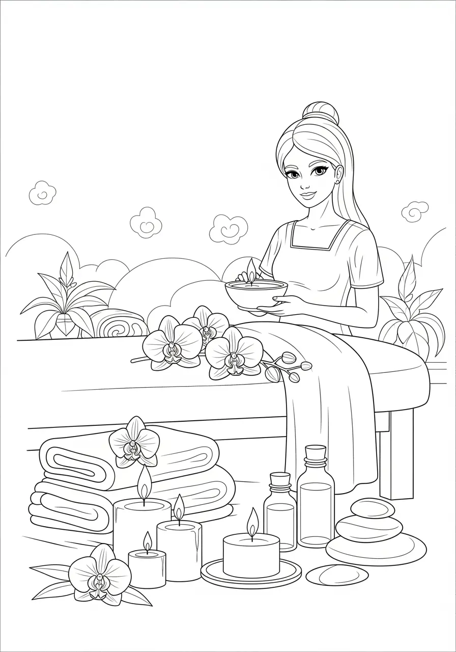 Spa Day Relaxation Coloring Page