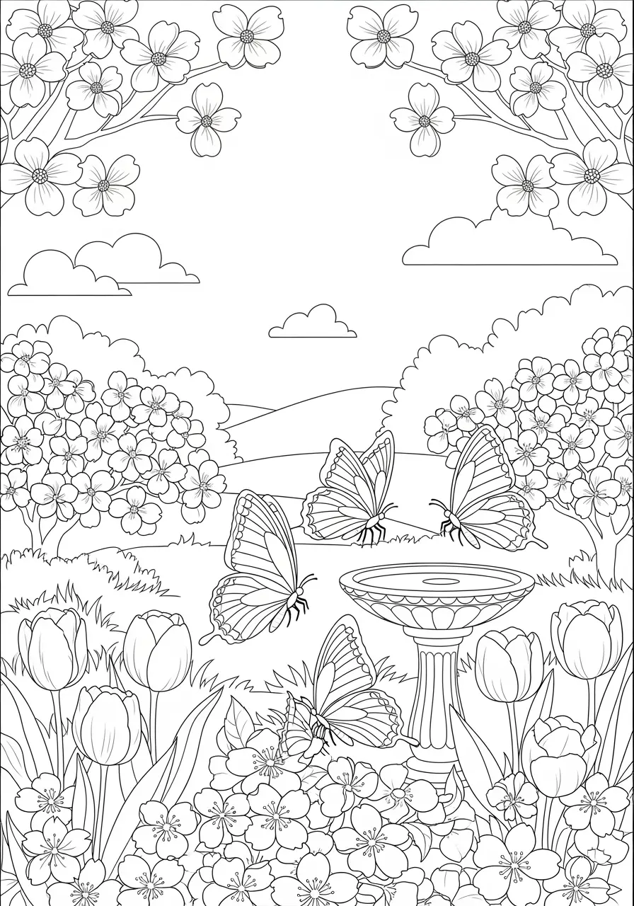 Spring Butterfly Awakening Coloring Page