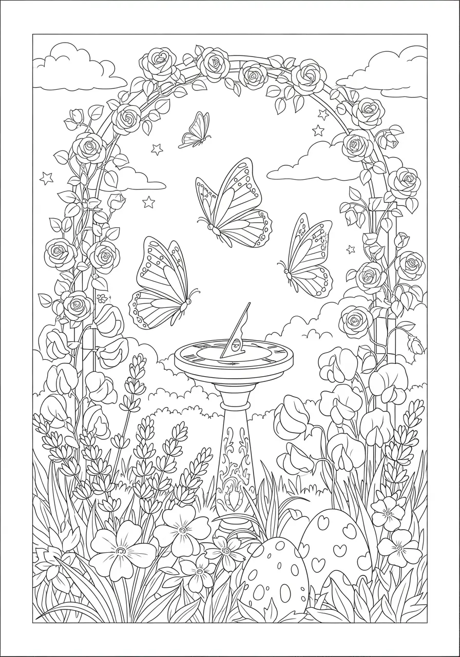 Spring Butterfly Garden Easter Page