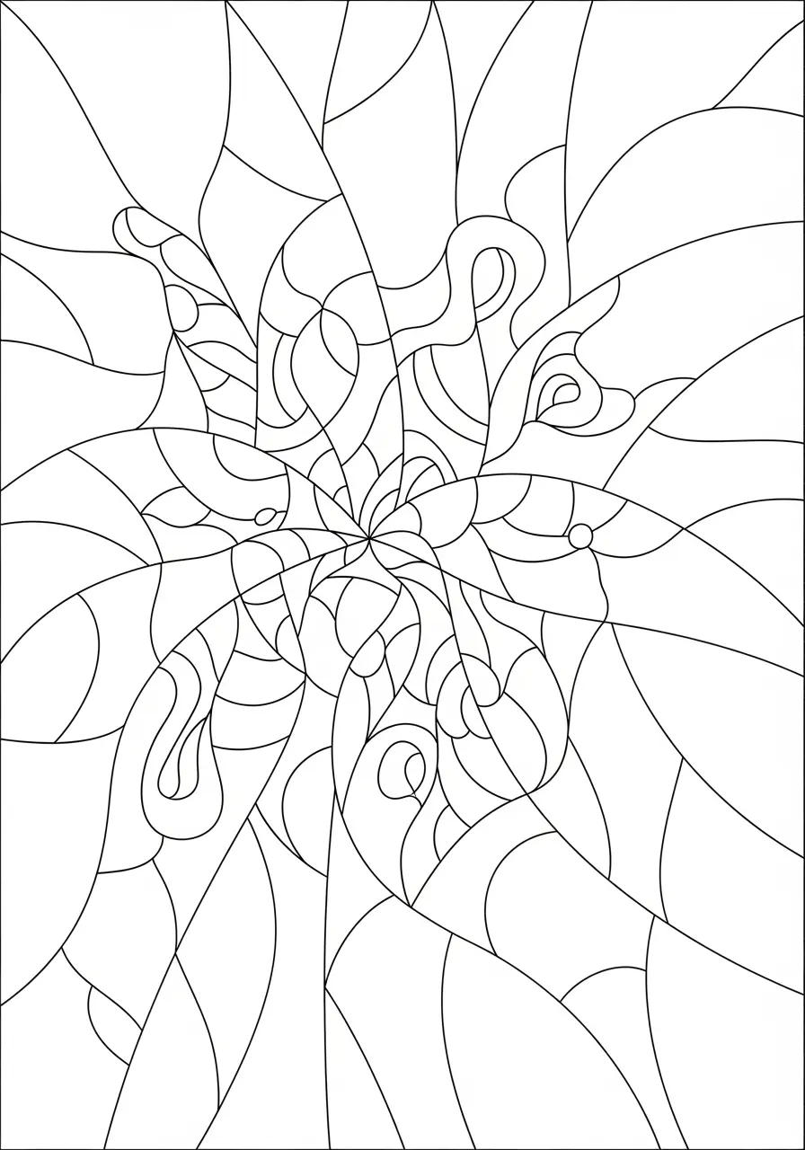 Stained Glass Trippy Coloring Page