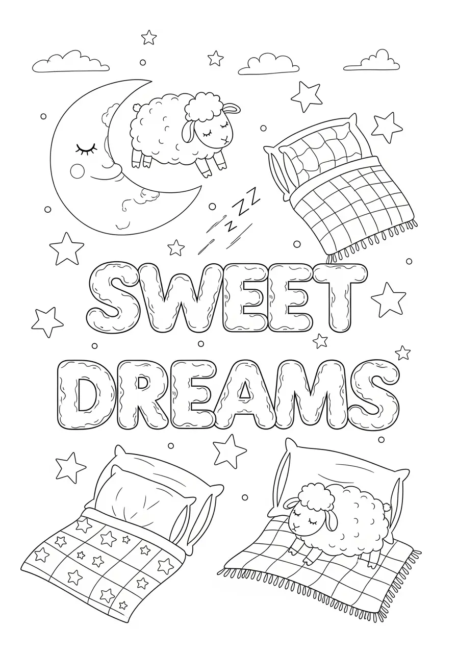 Sweet Dreams Graffiti Coloring Page