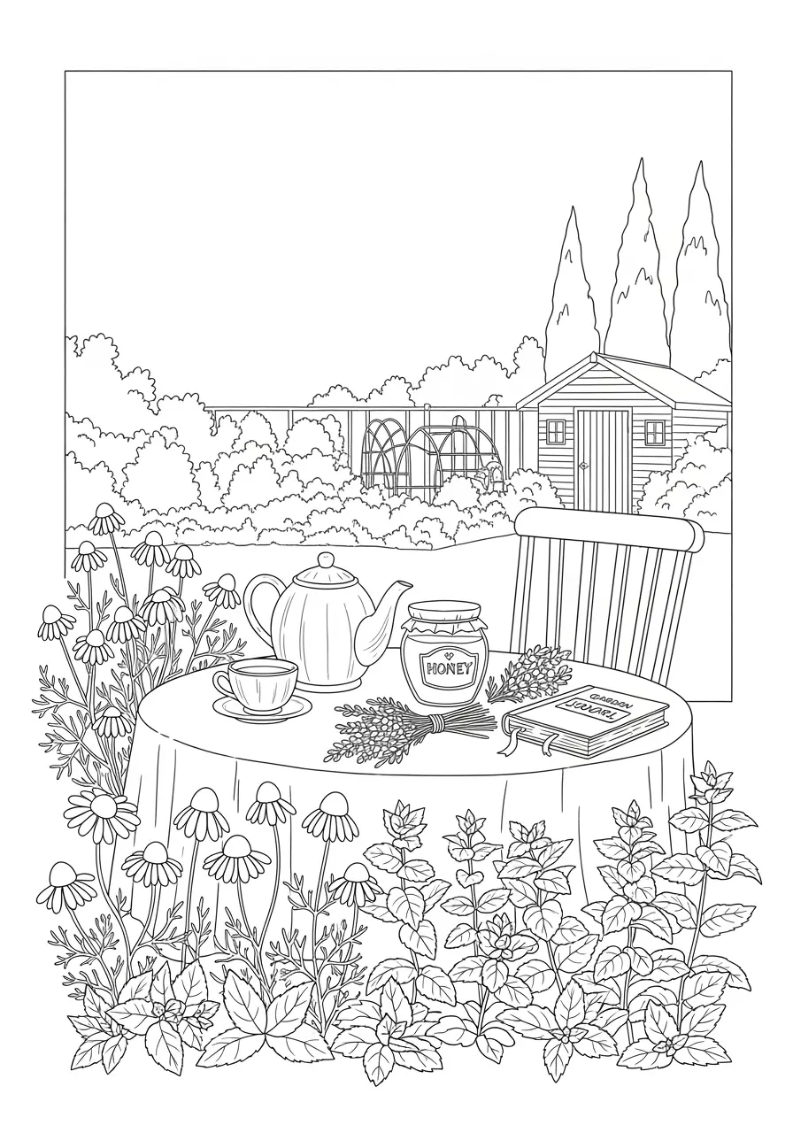 Tea Garden Plant Coloring Page