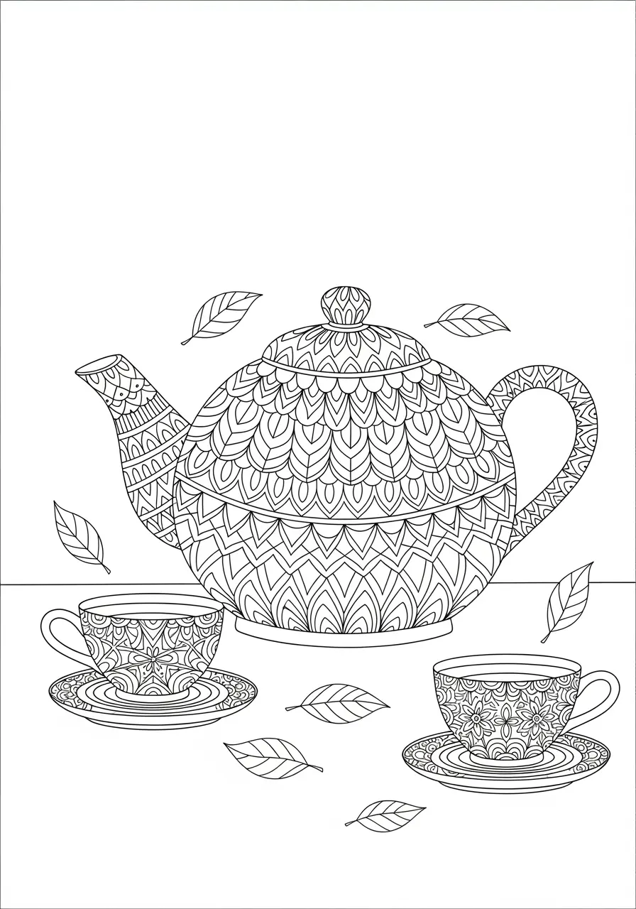 Teapot Zentangle Coloring Page