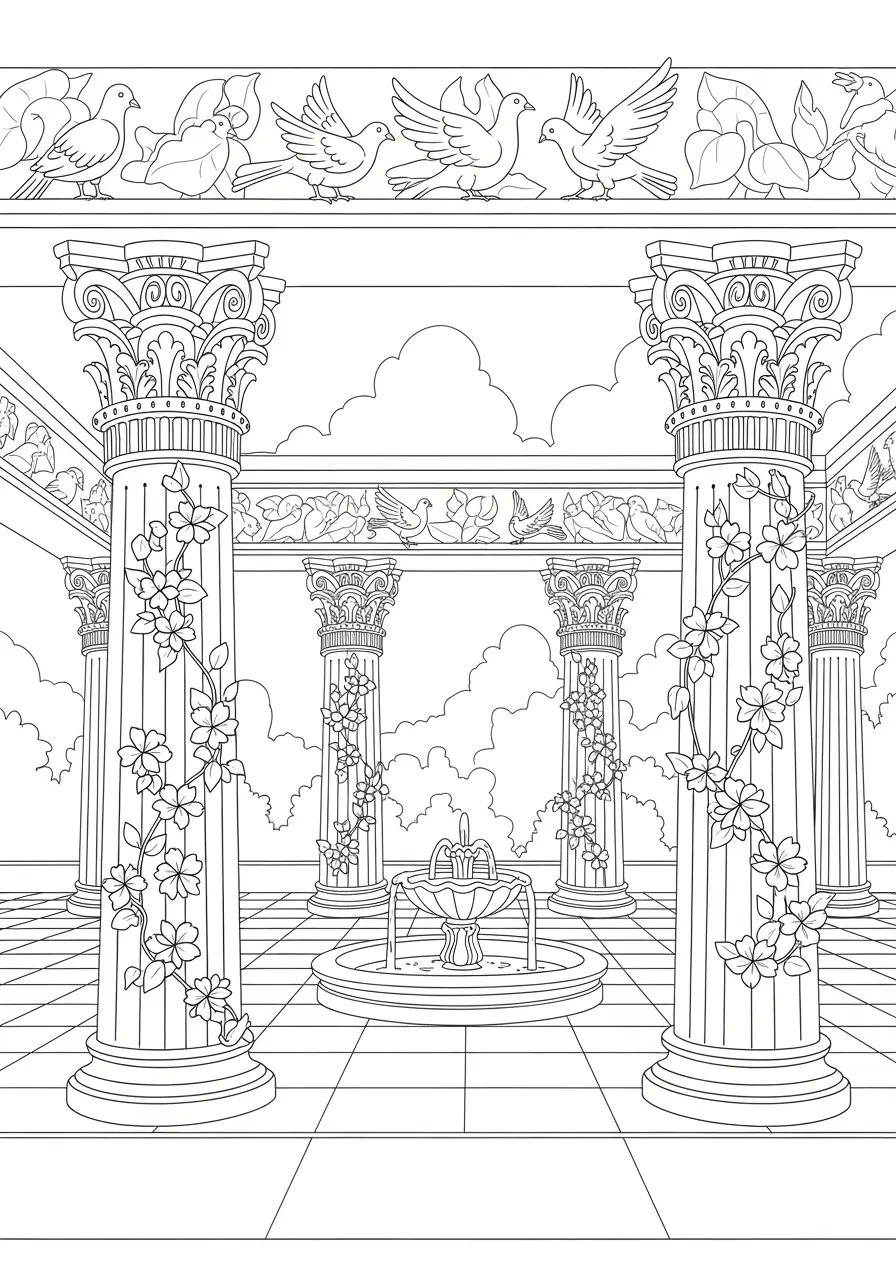 Temple Pillars Christian Coloring Page