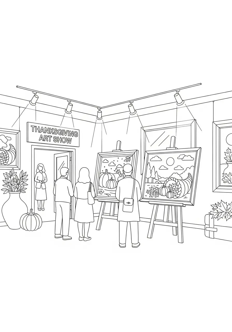 Thanksgiving-Galerieeröffnung-Ausmalbild