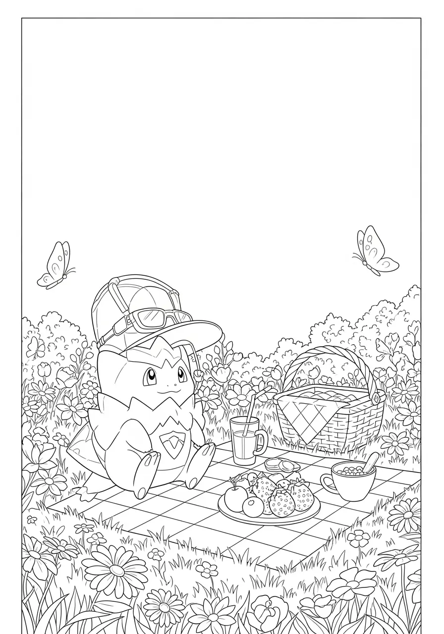 Togepi Picnic Pokemon Coloring Page
