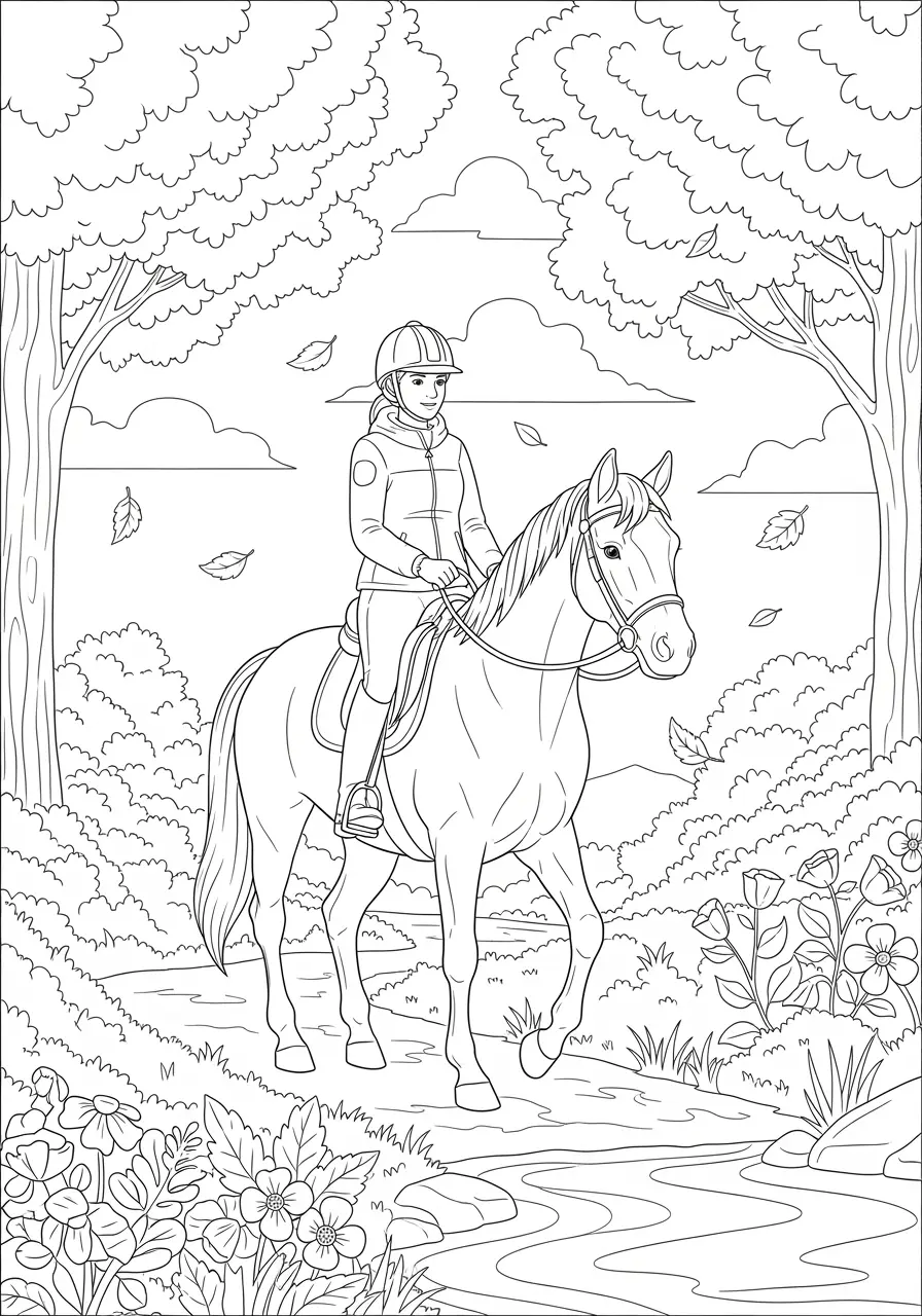 Trail Riding Horse Coloring Page