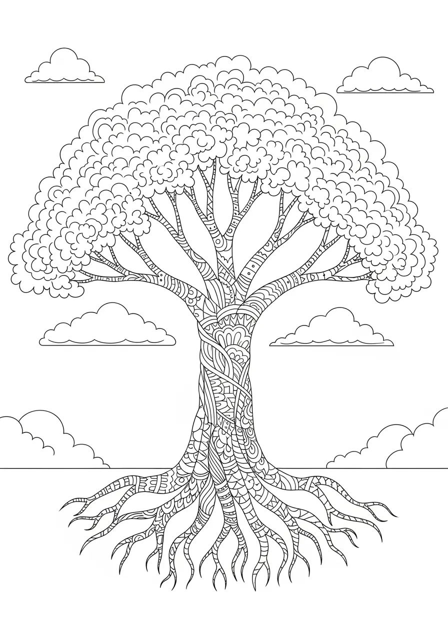 Tree of Life Zentangle Coloring Page