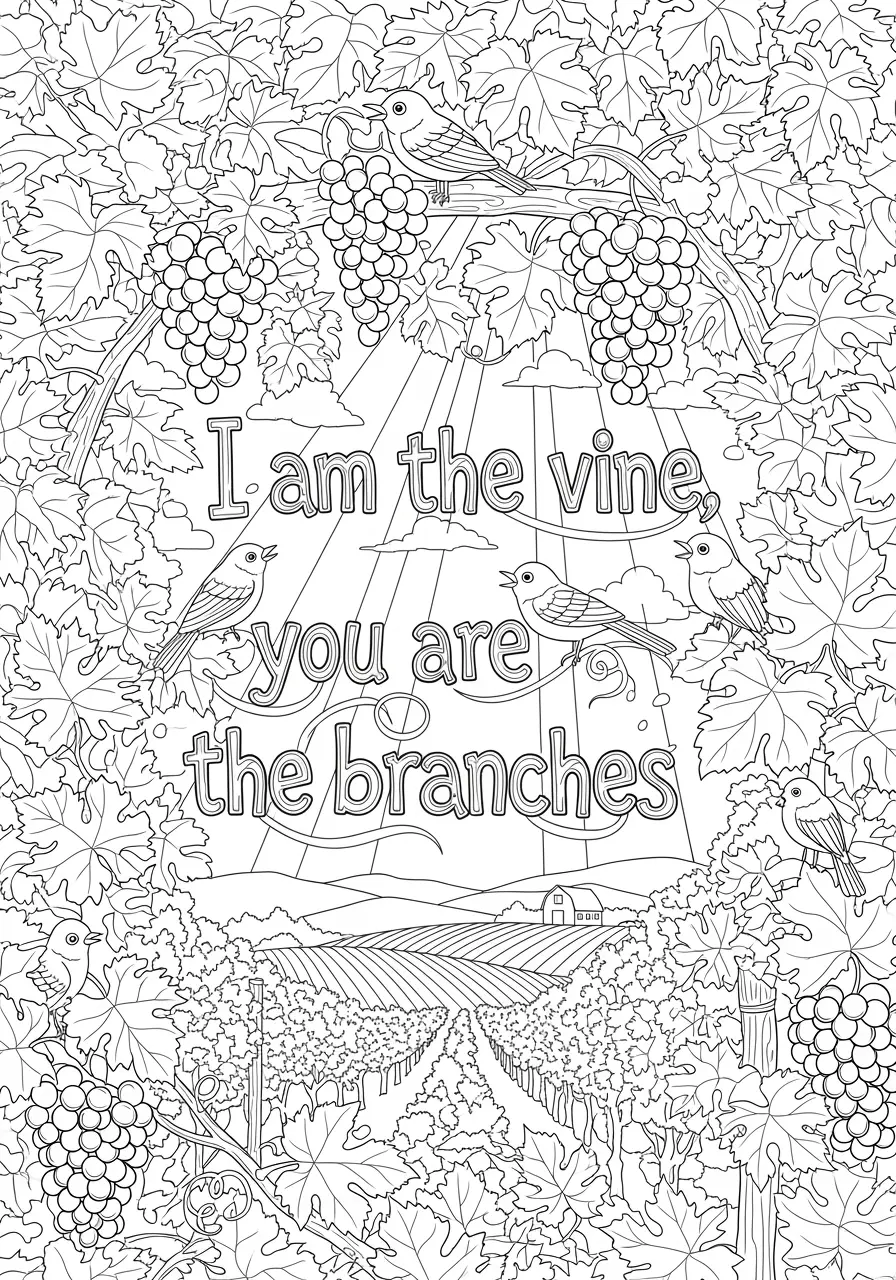 Vine Branches Christian Coloring Page