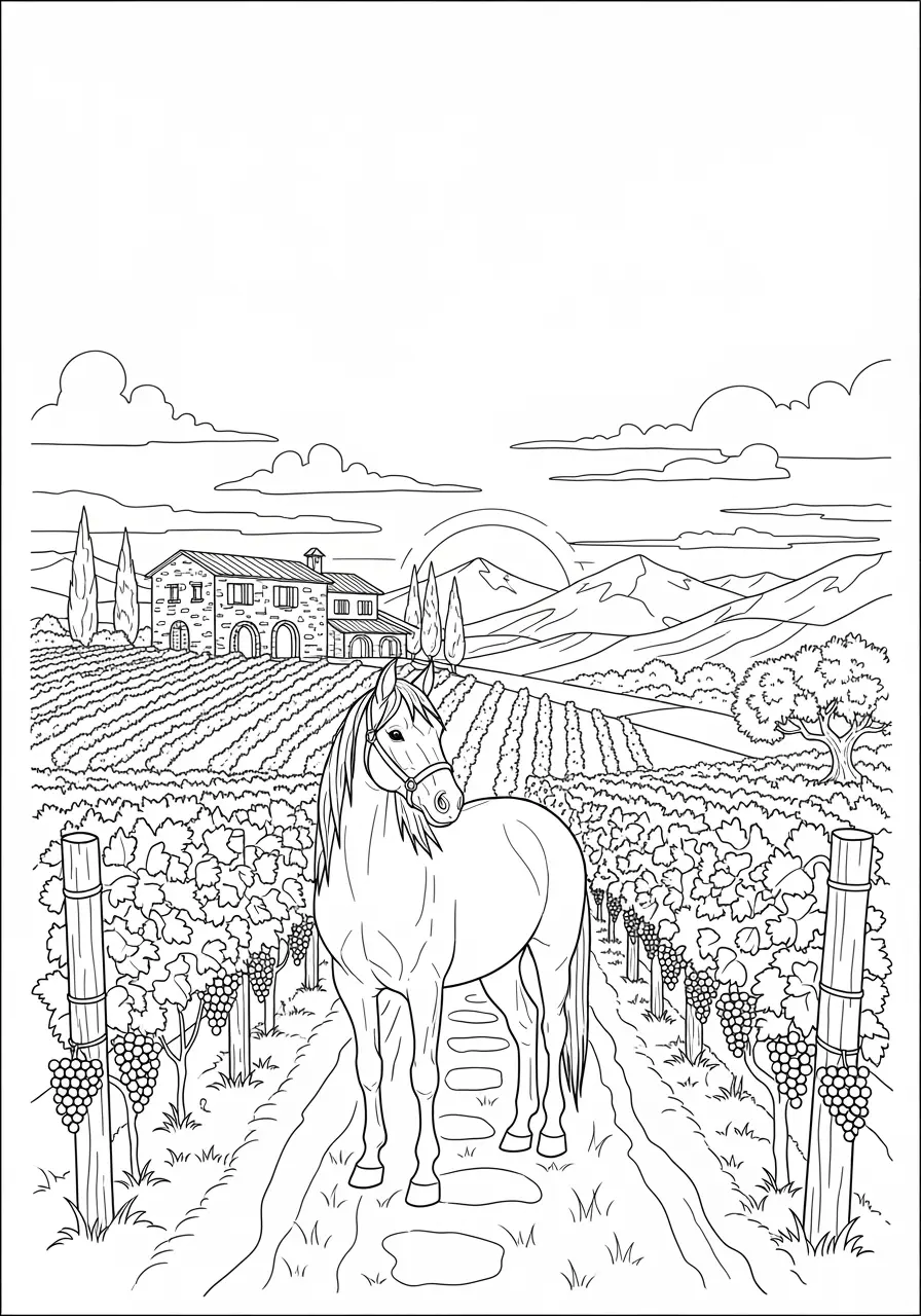 Vineyard Horse Coloring Page