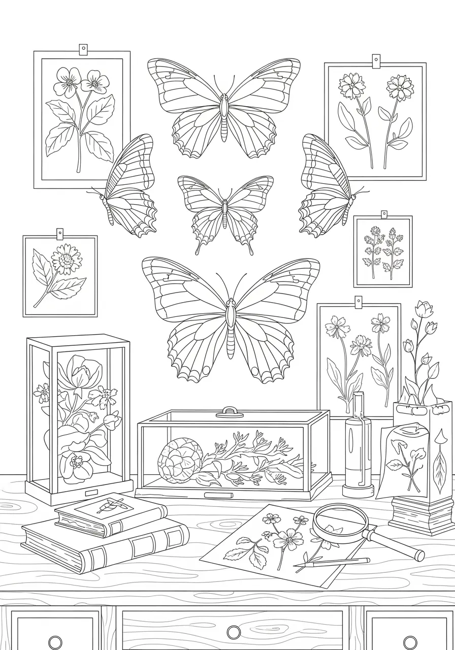 Vintage Butterfly Collection Coloring Page