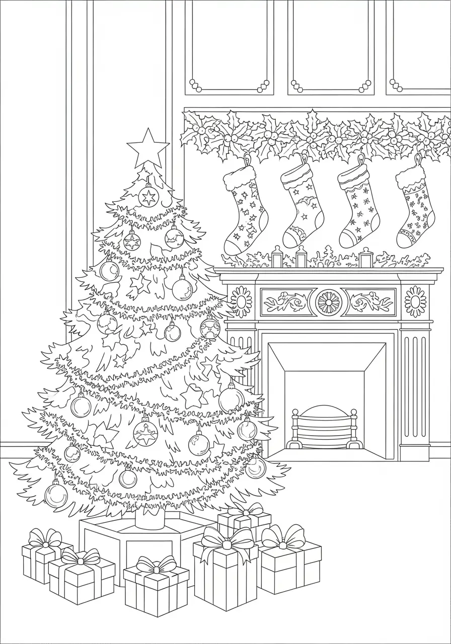 Vintage Christmas Coloring Page For Adults