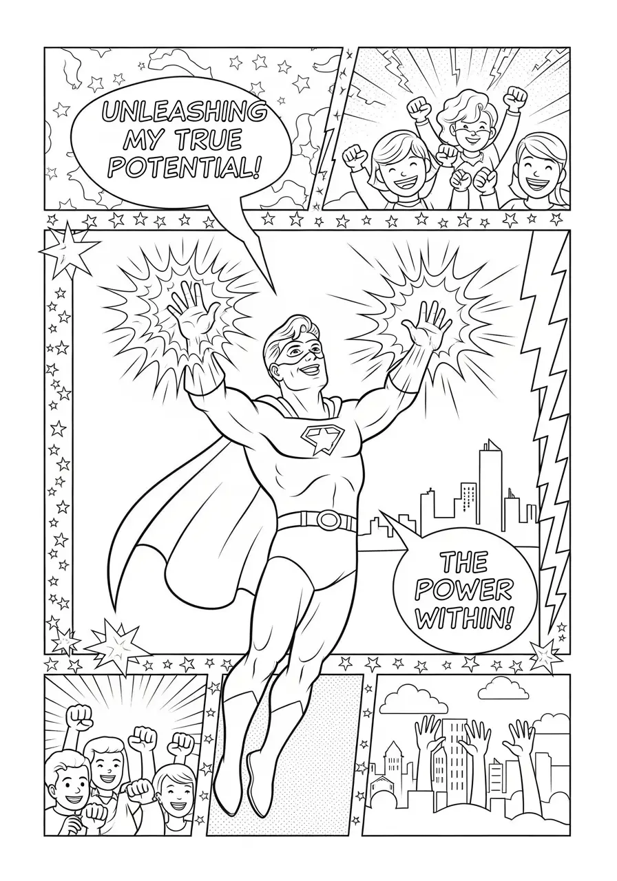 Vintage Comic Panel Coloring Page