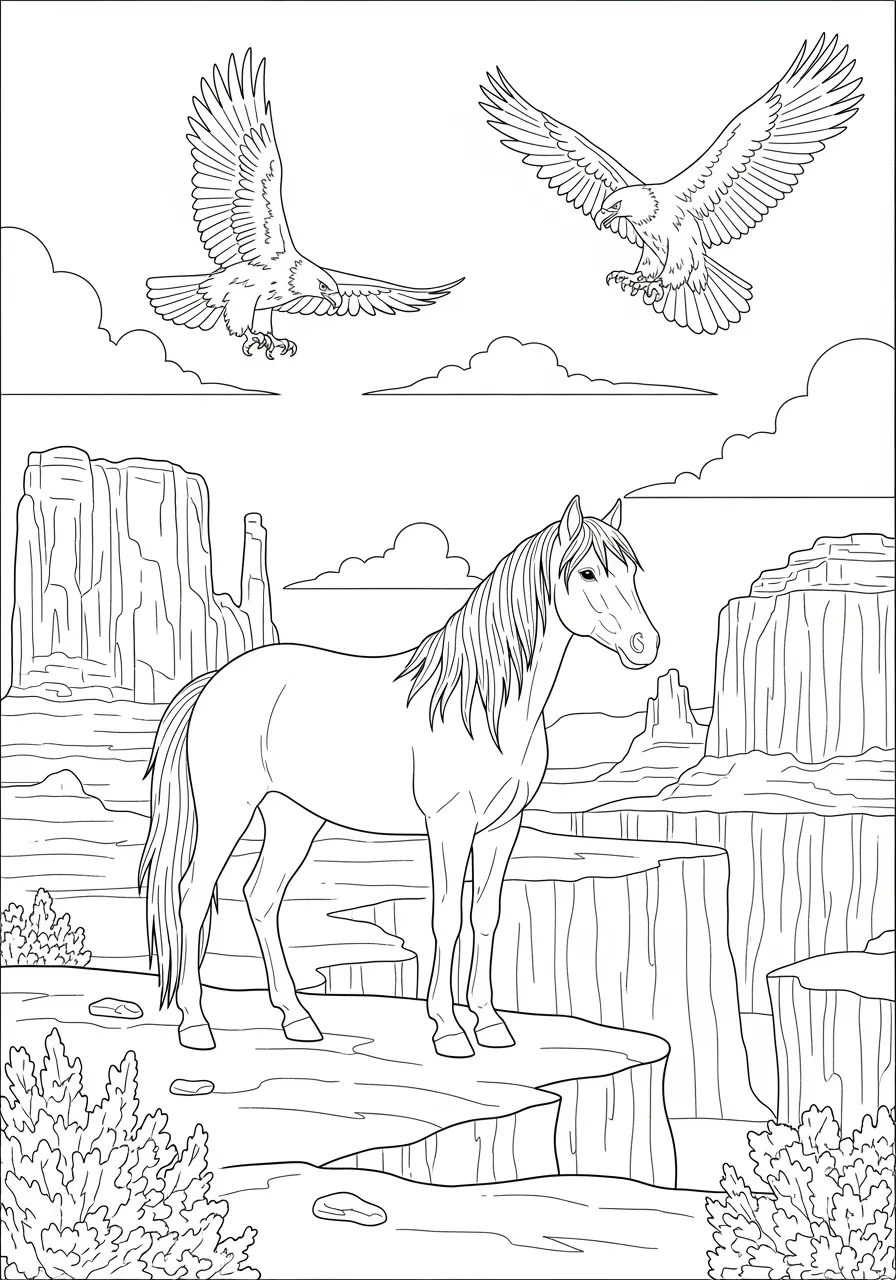 Wild Mustang Horse Coloring Page
