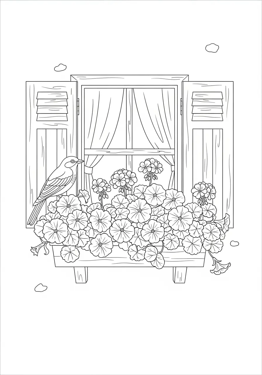 Window Box Flower Coloring Page