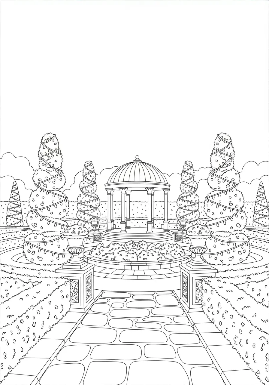 Winter Garden Christmas Coloring Page