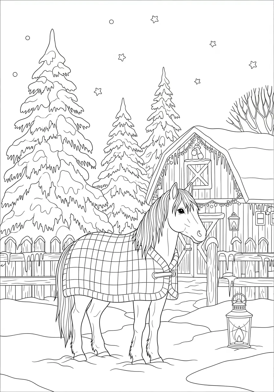 Winter Wonderland Horse Coloring Page