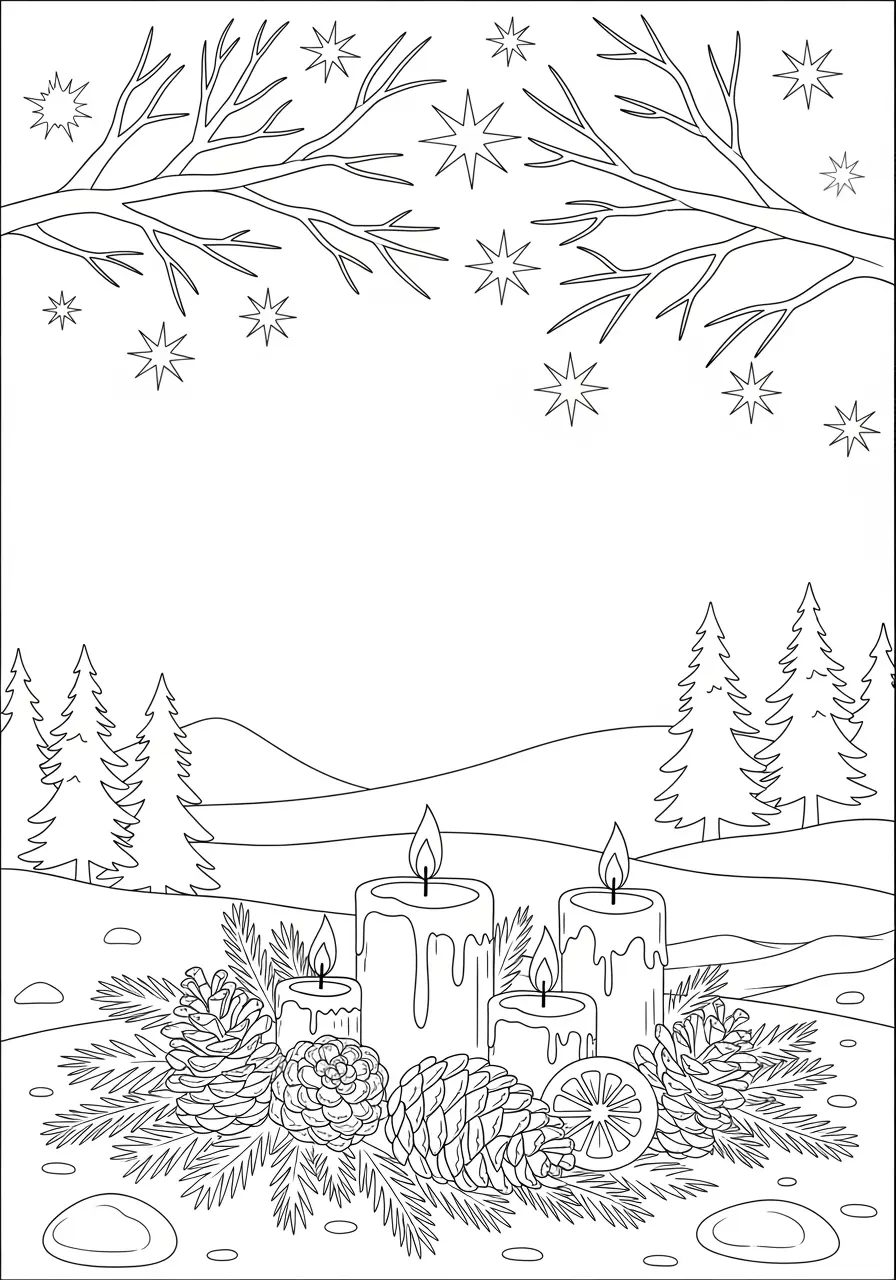 Wintersonnenwende Weihnachts-Ausmalbild