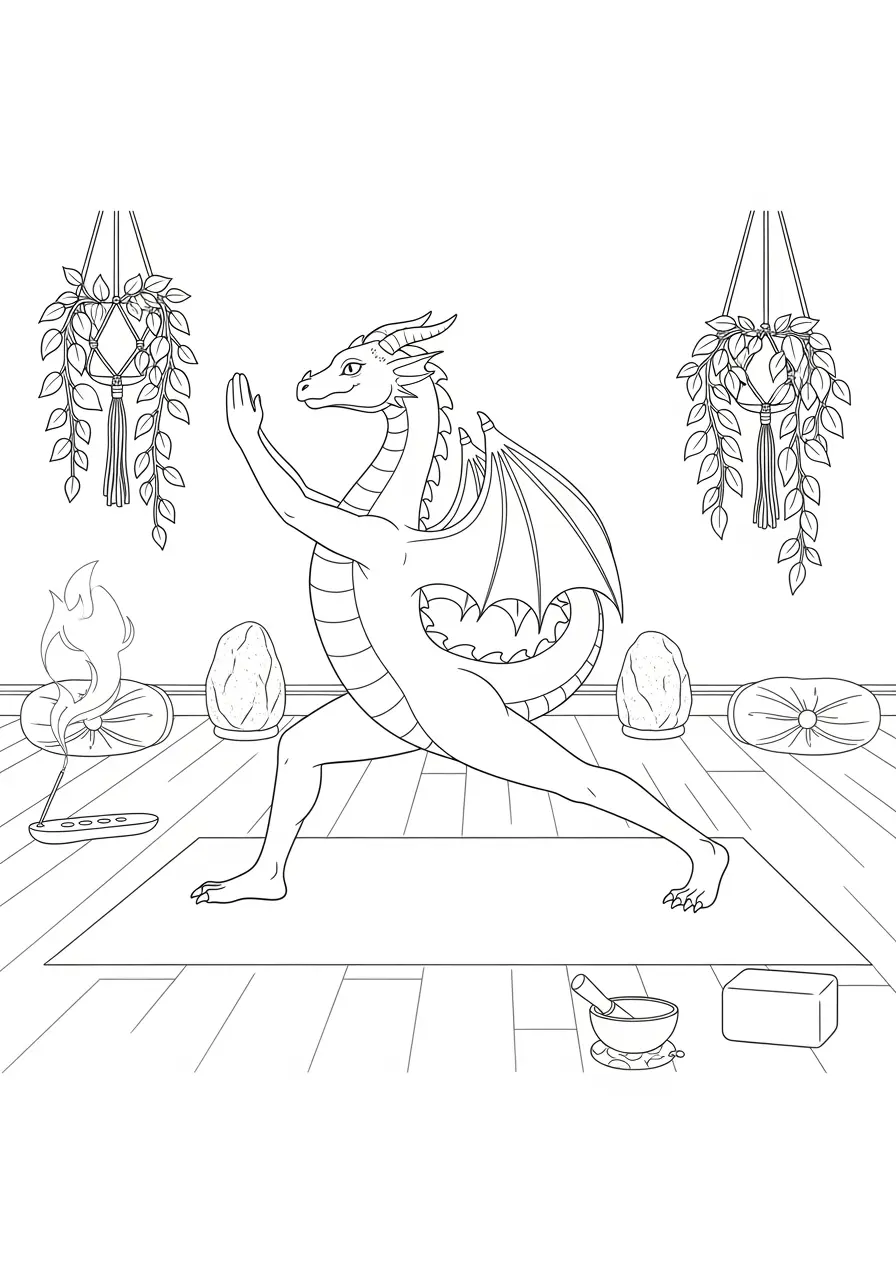 Yoga Dragon Coloring Page