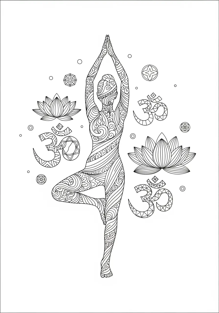 Yoga Pose Zentangle Coloring Page