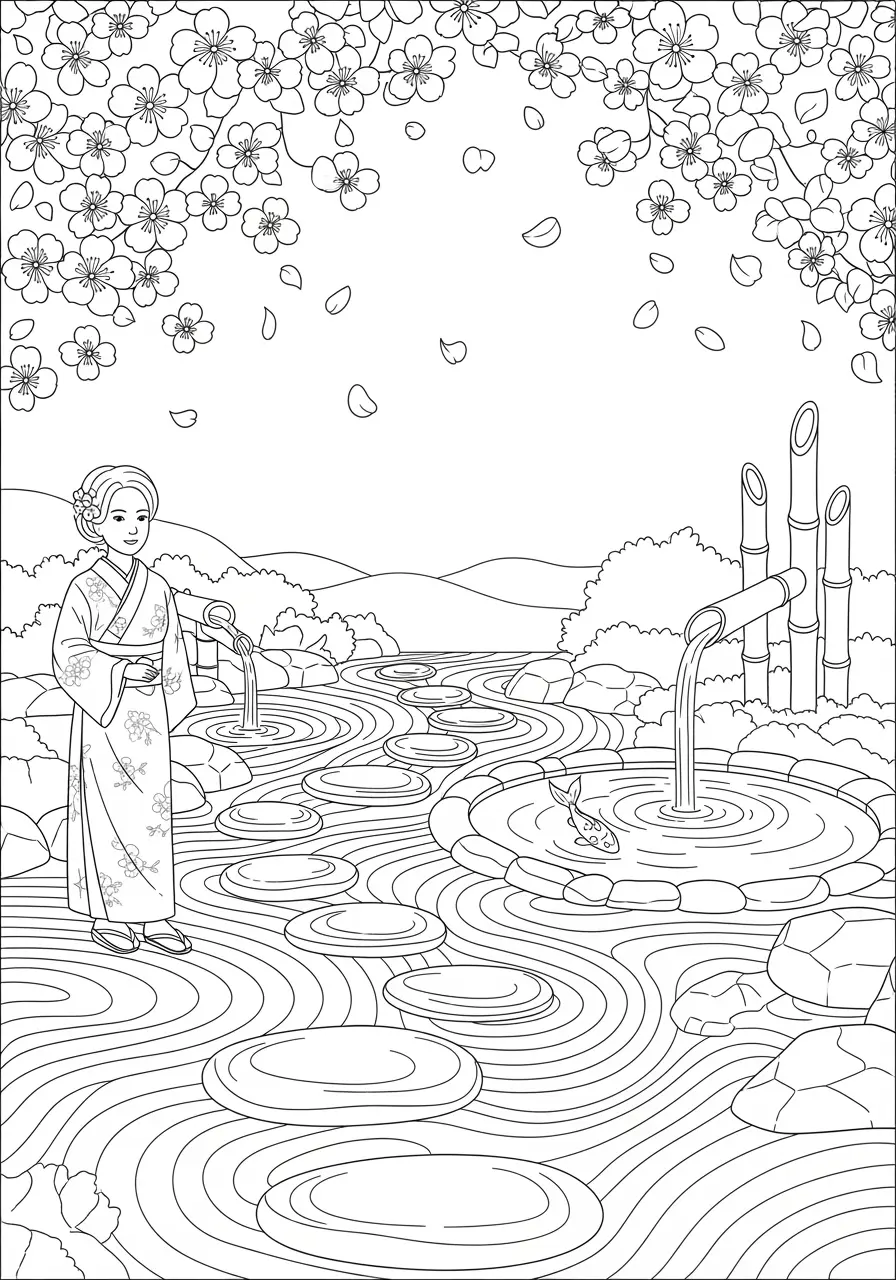 Zen Garden Calming Coloring Page