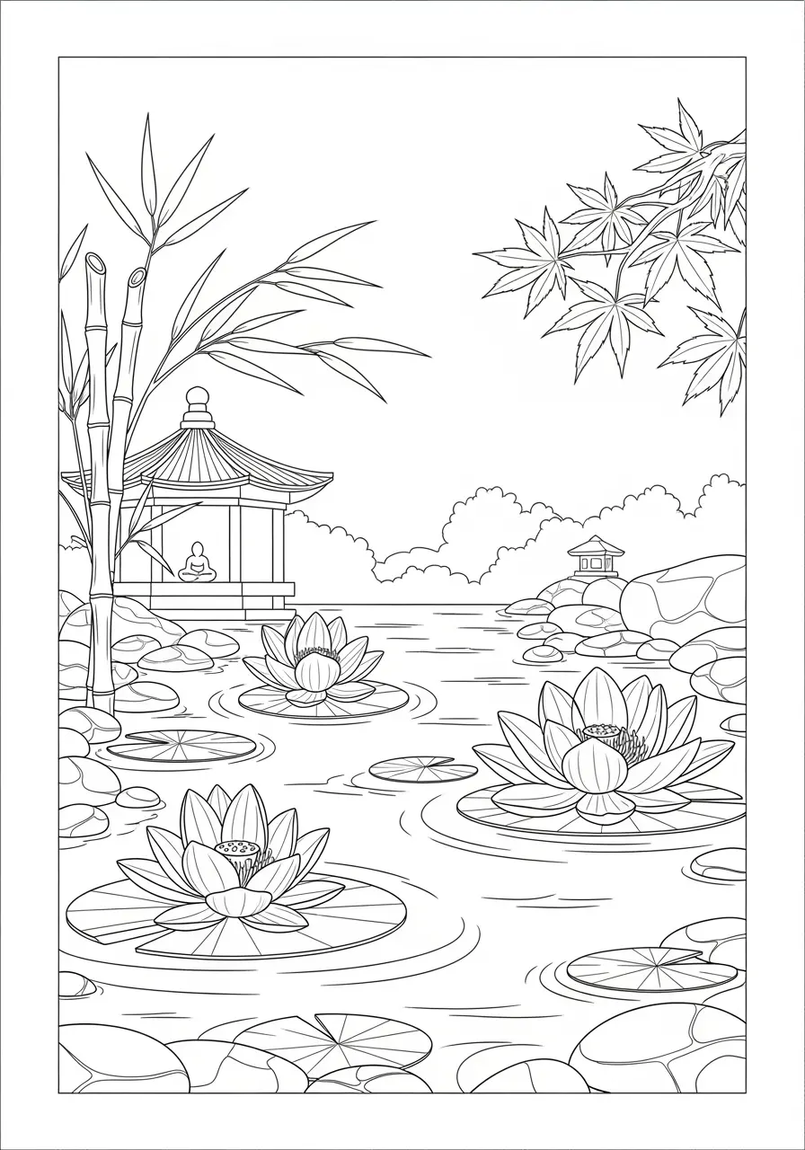Zen Garden Flower Coloring Page