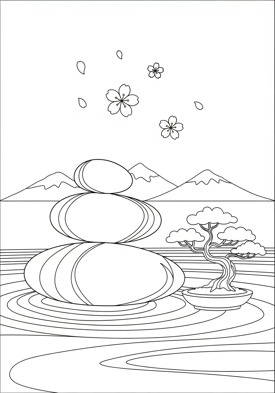 Zen Garden Stone Tattoo Coloring Page